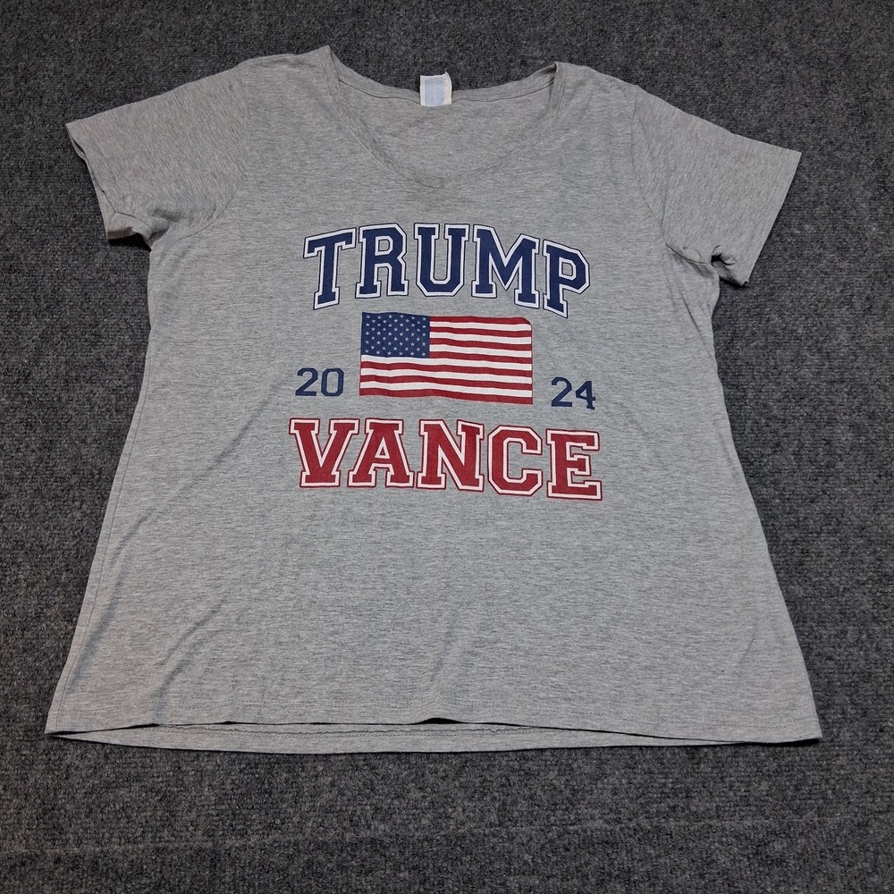 Port & Company Trump Vance 2024 Graphic T-Shirt Gray Womens XL Political Tee
